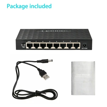 USB Mini Poe Lan Ethernet Tinklo Desktop Switch 8 Port 10 100 mbps spartos Interneto Hub