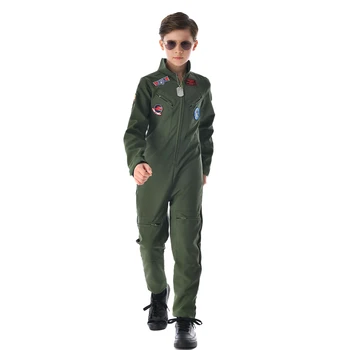 Eraspooky Retro Filmų Top Gun Cosplay Karinės Pilotas Kostiumas Vaikams Amerikiečių Karinio Oro Vienodas Berniukų Skrydžio Kostiumai Armijos Jumpsuit