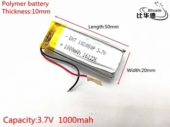 Nemokamas pristatymas 10vnt/daug 1000mAh ličio polimero lipo daugkartinio Įkrovimo baterija 3.7 V 102050 už KTV namų