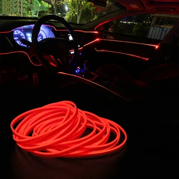 LEEPEE 5 Metrų Automobiliu Interjero Apšvietimo Auto LED Juostelės EL Lynas Auto Atmosfera Dekoratyvinės Lempos Lankstaus Neono Šviesos 