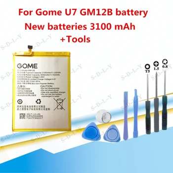 3100mAh/11.935 Wh GM12B Bateriją Už GOME U7 išmanųjį telefoną Built-in Li-ion bateria Li-Polimero Batterie+Sekimo + įrankiai