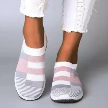 Sportbačiai moterims, batai 2021 naujas slip-on kvėpuojantis akių kojinių moterims atsitiktinis butas batai mokasīni vulkanizuoto avalynė moteris plius dydis
