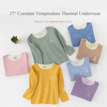 Paauglių Berniukų Apatiniai Nustatyti Mergaitės, Žiemą Šiltas Vilnos Katijonų Šlifavimo Šilumos Apatiniai Vaikams Homewear 37° Pastovios Temperatūros Pižama