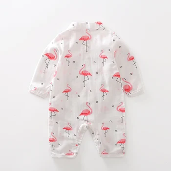 YiErYing Naujagimių Romper Flamingo Baby Girl Rompers Medvilnės Ilgomis Rankovėmis Muslino Kūdikių Pižama