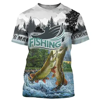 2020 metų Vasaros Vyrų marškinėliai 3D Walleye, Žvejybos Spausdinti Marškinėliai Harajuku Atsitiktinis trumpas Rankovėmis Tee marškinėliai, Unisex Cool t-shirt QDY001