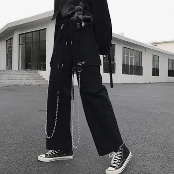 2020 m. Pavasarį, Rudenį Harajuku stiliaus hip-hop darbo drabužiai laisvi atsitiktinis plati koja pants Poros, vyrai ir moterys, Safari Stiliaus kelnės