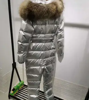 Kūdikių ir suaugusiųjų realus didelis kailių canddy spalva žiemos tirštėti ančių pūkų paltai ne slidinėjimo jumpsuit kostiumas