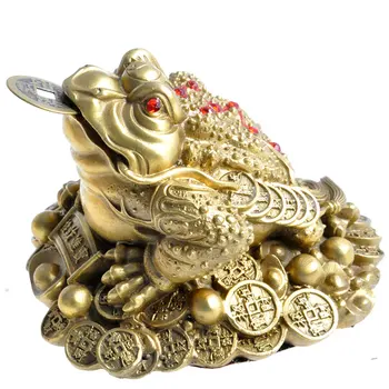 Feng Shui Trimis Kojomis Pinigų Varlė Likimo Žalvaris, Rupūžė Figurin Kinijos Monetos Metalo Amatų Namų Dekoro Dovana Apdailos Reikmenys