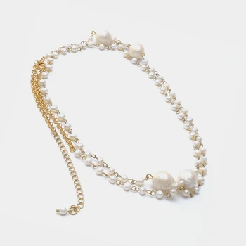 Amorita boutique Gamtos perlas dvigubi karoliai su ilgai stilius