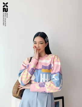 Korėjos Macaron Spalvos Saldus Moterims Megztiniai Puloveriai 2020 M. Rudens Žiemos Ilgos Rankovės O-kaklo Mados Elegantiškas Ponios Džemperiai Viršūnės