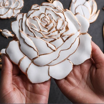 SHENHONG 6 Tipų Silikono Formos Gėlių Paramos Pyragas Dekoravimo Priemonė, Minkštas Pelėsių Rožių ir Vyšnių Žiedų Sugarcraft Kepimo Įrankiai