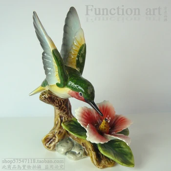 Keraminių gėlių, paukščių figūrėlės namų dekoro keramikos Hummingbird ornamentu amatų kambarį apdailos porceliano gyvūnų statulėlės