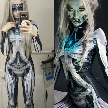 Suaugusiųjų Halloween Kostiumai Moteris Seksuali Gotikos Jumpsuit Robotas Cosplay Kostiumai Mokslinės Fantastikos Šiuolaikinės Mašinos Ponios Stora Rompers