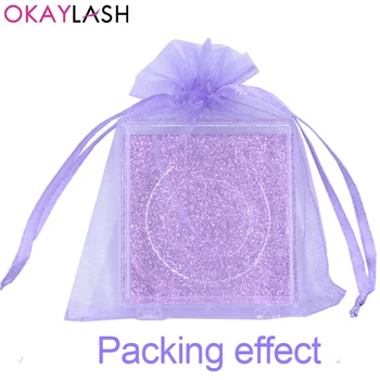 OKAYLASH didmeninė spalvinga raišteliu organza blakstienų pakuotės maišelis tušas kalnas aplikatorius baltymus urmu makiažas, blakstienų pakavimo baggie