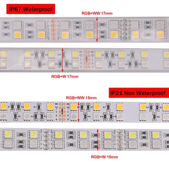 DC 12V 24V LED Šviesos Juostelės 5M dviejų eilių Lanksti LED Juosta SMD5050 120LEDs/M, Balta/Šiltai Balta/RGBWRGBWW Vandeniui LED Juostelės