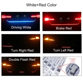 YM E-Šviesus 1Set 120CM 150CM 335 LED Automobilių Stilius Dinamiškas Streamer Įjungti Liekamosios bagažo skyriaus apšvietimas LED Šviesa Ledo Mėlyna Balta +Raudona
