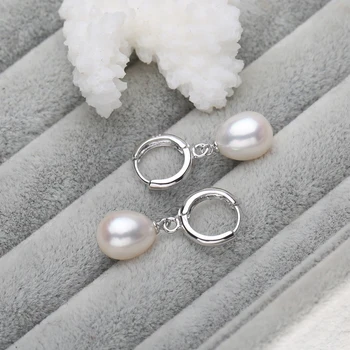 Perlų Papuošalai gamtos Pearl drop auskarai moterims, 925 sterlingas sidabro auskarai priedai šalis, dovanų dėžutėje