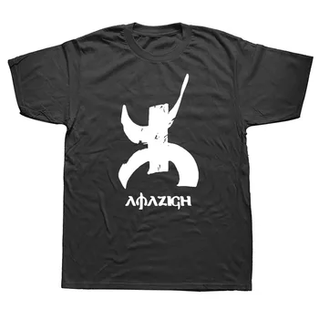 Amazigh Juokinga T Marškinėliai Vyrams Vasaros Medvilnės Harajuku Trumpas Rankovės O Kaklo Streetwear Black T-shirt