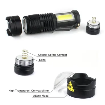 Sunku Šviesos diodų (LED Q5 Žibintuvėlis 4 Režimai, Nešiojamas Mini Žibintuvėlis Zoom atsparus Vandeniui Žibintuvėlis, Avarinio Apšvietimo Naudoti 14500/AA Baterijos