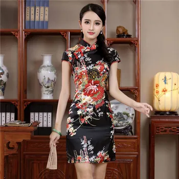 Vasaros Seksuali Mini Cheongsam Naują Atvykimo Mados Red Kinijos Moterų Rayou Qipao Šalis Suknelė Mujer Vestido Gėlių Dydis S M L XL XXL