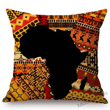 Afrikos Žemėlapis Geometrics Namų dekoro Sofa Mesti Pagalvę Padengti Šiaurės Medvilnės Skalbiniai Afrikos Modelis Pagalvėlė Padengti Atveju 45x45cm