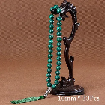 10mm Žalia Malachito Akmenų Apyrankės Kutas Pakabukas 33 Malda Karoliukai Islamo Musulmonų Tasbih Dievas Mohammed Rožinio Moterims, Vyrams