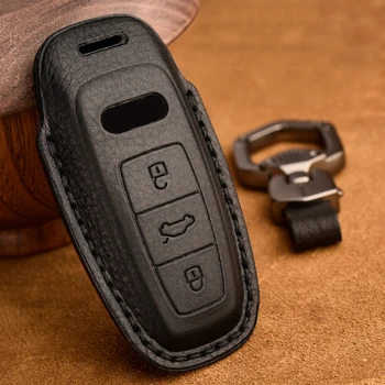 Natūralios Odos Automobilių Klavišą Padengti Klavišą Atveju Audi A6 C8 A7 A8 Q8 2018 2019 2020 Klavišą Atveju Apsaugoti Keychain Raktų Žiedas