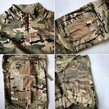 ReFire Pavarų Karinis Taktinis Marškinėliai Vyrams Kamufliažas Armija Ilgomis Rankovėmis Marškinėliai Multicam Medvilnės Kovoti Marškinėliai Camo Dažasvydis T-Shirt