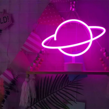 Ins LED Neon Light Spalvinga Kūrybinių Planetą Naktį Lempa Led Neonas Pasirašyti skirtą Kambarį Namuose Šalis, Vestuvių Dekoravimas Naujųjų Metų Kalėdų Dovana