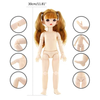 30cm Mados Lėlės, Žaislai Mergaitėms, 1/6 Bjd Lėlės Kūno makiažo 3D Akis Gražus Princesė Baby Girl Plastikinės Lėlės 