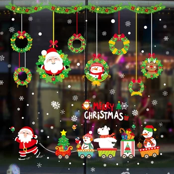 Linksmų Kalėdų Sienų Lipdukai Lango Stiklo Festivalis Sienos Lipdukai Kalėdų Senelis Kalėdų Medžio Langų Lipdukai Dekoratyviniai Naujųjų Metų Dekoras