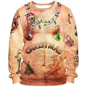 Kalėdų Džemperis Naujovė Juokingi Šviesą Bjaurusis Kalėdų Džemperis Vyrams Ir Moterims 3D Spausdinimo Megztinis Džemperis Šiltas Megztinis