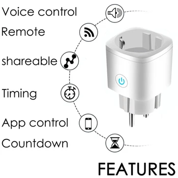 16A Smart Wifi ES Kištukinis Su Valdymo Balsu Energijos taupymo Dalis Kontrolės Tuya Dirba Su Alexa 