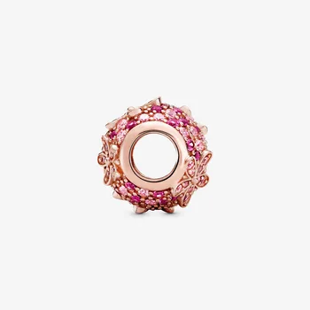 2020 KARŠTO Naujas 925 Sterlingas Sidabro Karoliukai Rožinė Nutiesti Daisy Gėlių Pakabukai tinka Originalus Pandora Apyrankes 