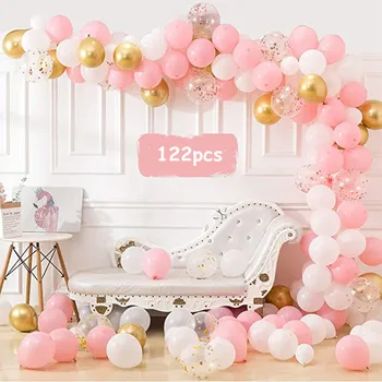 125pcs Balionas Arch Girliandą Komplektas, Balto Aukso, Pink Gold Balionai Vestuvių Baby Shower Bachelorette Gimtadienio Fone Dekoras