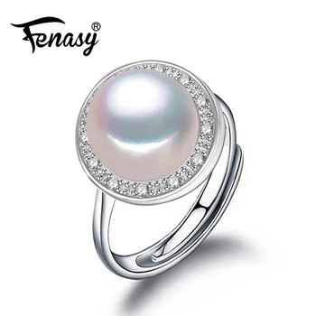 FENASY moterų žiedas classic reguliuojamas natūralių perlų žiedas perlų papuošalai atsitiktinis šalies žiedai moterims mergina priedai