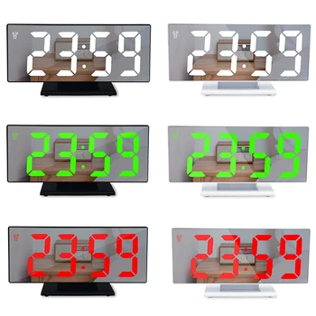 Žadintuvas LED Skaitmeninis Laikrodis, Daugiafunkcinis Veidrodis Atidėjimo Laiko Rodymas Naktį LCD Lentelė Šviesos Office USB Kabelis Skaitmeninis Laikrodis