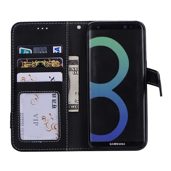 Haissky Prabangus Odinis dėklas, Skirtas Samsung Galaxy Note 8 S8 S8 Plius S7 S6 krašto A3 A5 2017 Apversti Telefoną Atveju Kortelių Lizdai Piniginės Dangtis