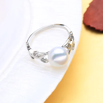 FENASY Natūralių Perlų Žiedai Naujas Mados Bohemijos Lapų 925 Sterlingas Sidabro Zicron Šalies Žiedai Moterims Vestuvinis Žiedas