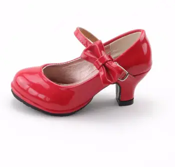 2020 Naujų karšto pardavimo princess bateliai mergaitėms šalies lankas batai blizga Kietas Raudonos spalvos aukštakulnį mados batai vaikams dydis 26-35