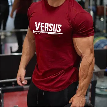 Spausdinti medvilnės įgulos kaklo vyrų mados fitness top 2019 prekės, vyriški T-shirt mada sporto trumparankoviai viršuje atsitiktinis marškinėliai