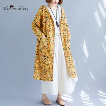 BelineRosa Pavasario Rudens Stiliaus Ilgi Paltai Moterims Saldus Simbolių Modelio Medvilnės Skalbiniai Moterų Drabužių BSDM0300