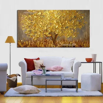 Rankomis dažyti aliejus, tapyba abstrakčiosios tapybos ant drobės tapybos sienų tapybos aukso medžio juosta dažymo apdailos namų Kambarį
