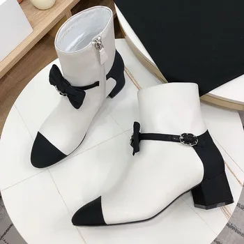 Drugelis Mazgas Batai, Prekės Dizainas Moterų Batai 2020 Elegantiškas, Suapvalinti Tne Zip Odiniai Batai