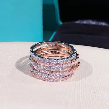 Nekilnojamojo sidabro Žiedus Moterims Paprasta 2020 Klasikinis Vestuvinis Žiedas su S925 antspaudas išskirtinį Deimantų Moterų Didmeninė Papuošalai