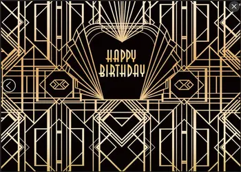 Aukso great gatsby gimtadienio juoda backdrops Aukštos kokybės Kompiuteris spausdinti šalių fone