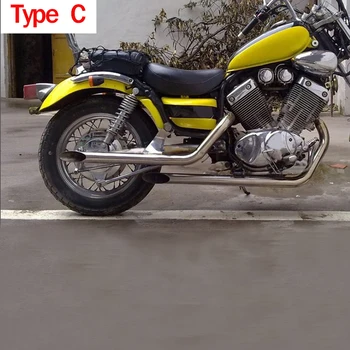 Už Yamaha Virago XV 750 XV1100 Motociklo Shortshots Išskirstytų dujų Išmetimo Duslintuvo Vamzdis Su Nuimama Duslintuvas, Išmetimo Systerm