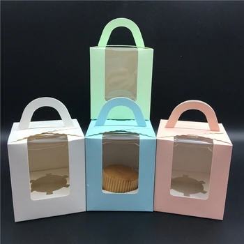 Naujas Mini Sausainių Saldainių Dėžutė Vieną Keksiukų Lauke Nešiojamų Rožinis Langas Cupcake Lauke Putėsiai Purvo Desertas Butelių Pakuotės, Taurės Vaikų Dovanų