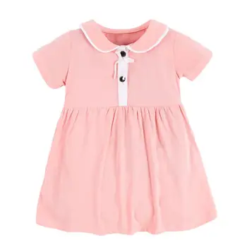 Mažai specialistė 2020 naujas vasaros kūdikių mergaičių drabužių prekės ženklo suknelė vaikai medvilnės rausvos spalvos, trumpomis rankovėmis mados suknelės S0766