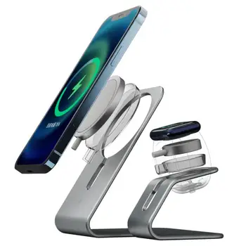 2 1 Magnetinis Belaidis Kroviklis Stovėti iPhone 12 Pro Mini Apple Žiūrėti Iwatch Telefono Laikiklis, Telefono Laikiklis